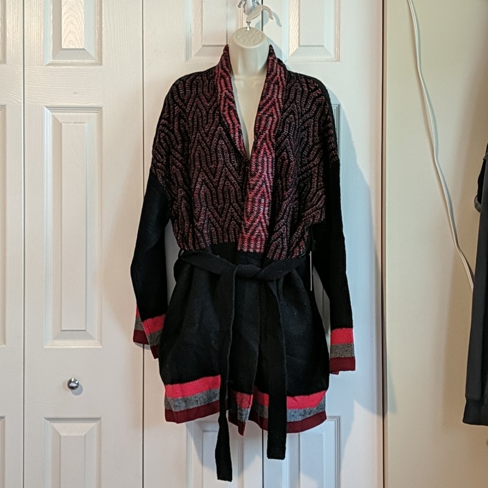 Maxsport long belted cardigan sweater XL black